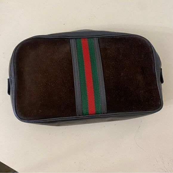 GUCCI Sherry line Suede Leather Clutch Bag 💼 Brown - Picture 6 of 16